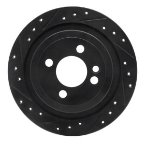 Mini Cooper Brake Rotor (1) - Rear Left - R1 Concepts - Drilled & Slotted - Black - `09-`14